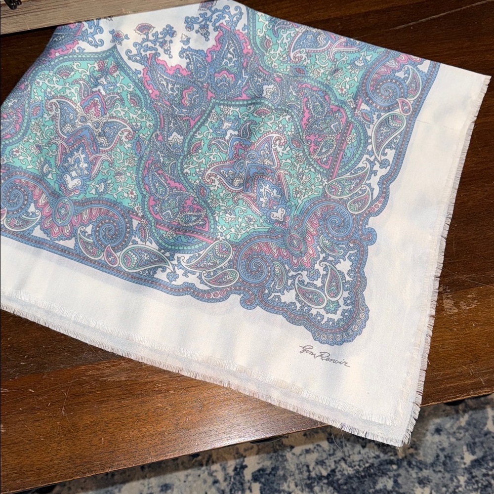 Elegant Paisley scarf Signed - Blue and Pink